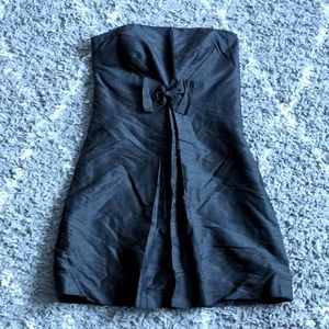 Ann Taylor black silk strapless party dress